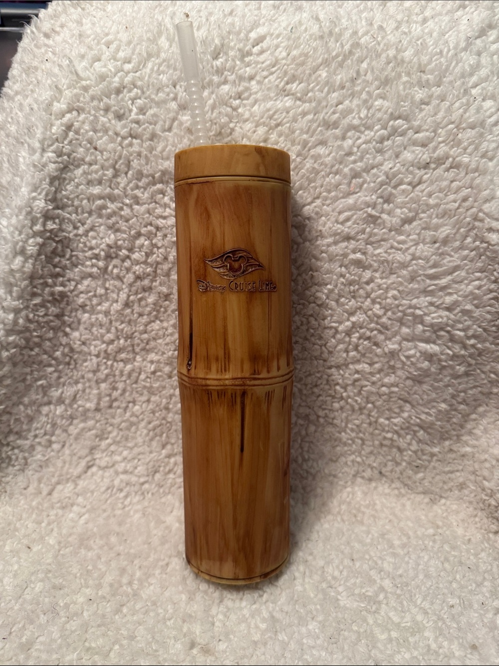 Disney Cruise Line Bamboo-Style Tumbler in Natural Brown with Straw